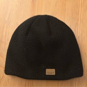 Eisglut XL Black Wool Blend Fleece Lined Knit Beanie Winter Ski Hat German Warm